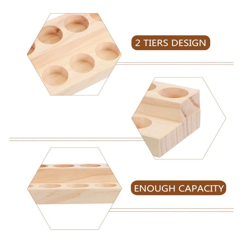 LONG TAO 2 Pcs Wooden Essential Oil Display Stand 2 layer Tabletop Essential Oils Perfume Storage Racks Oil Bottles Holder Essential Oil Organizer Nail Polish Shelf for Organizing Displaying - Image 4